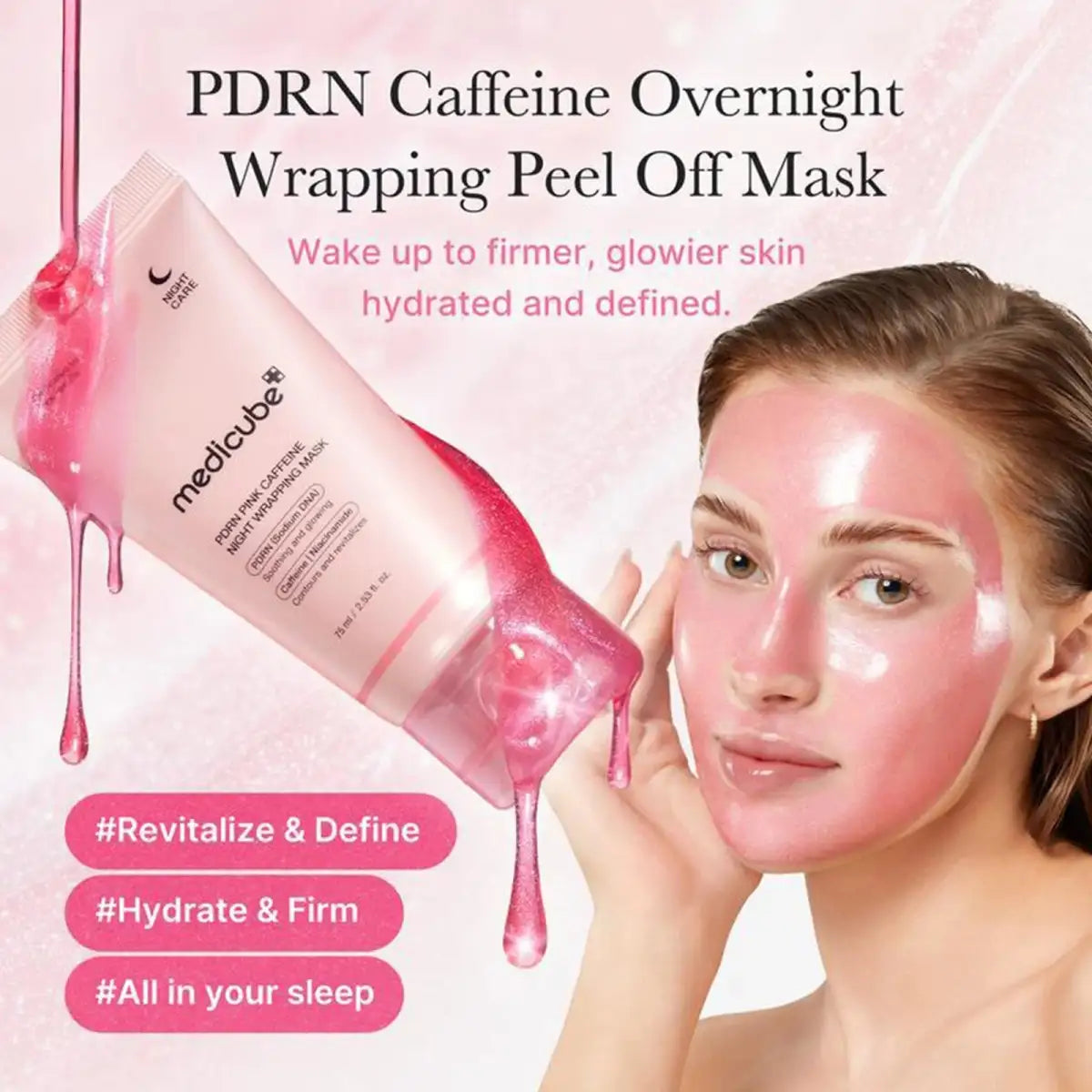 Medicube PDRN Pink Caffeine Night Wrapping Mask 75ml Lakinza K-beauty