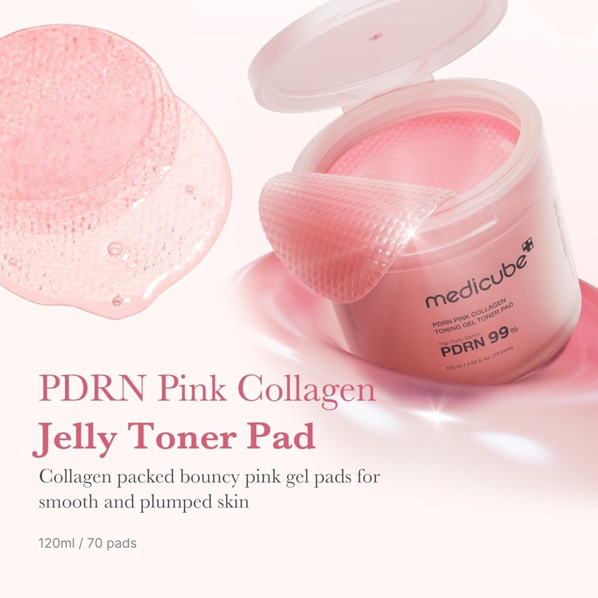 Medicube PDRN Pink Collagen Toning Gel Toner Pad 120ml / 70pads Lakinza K-beauty