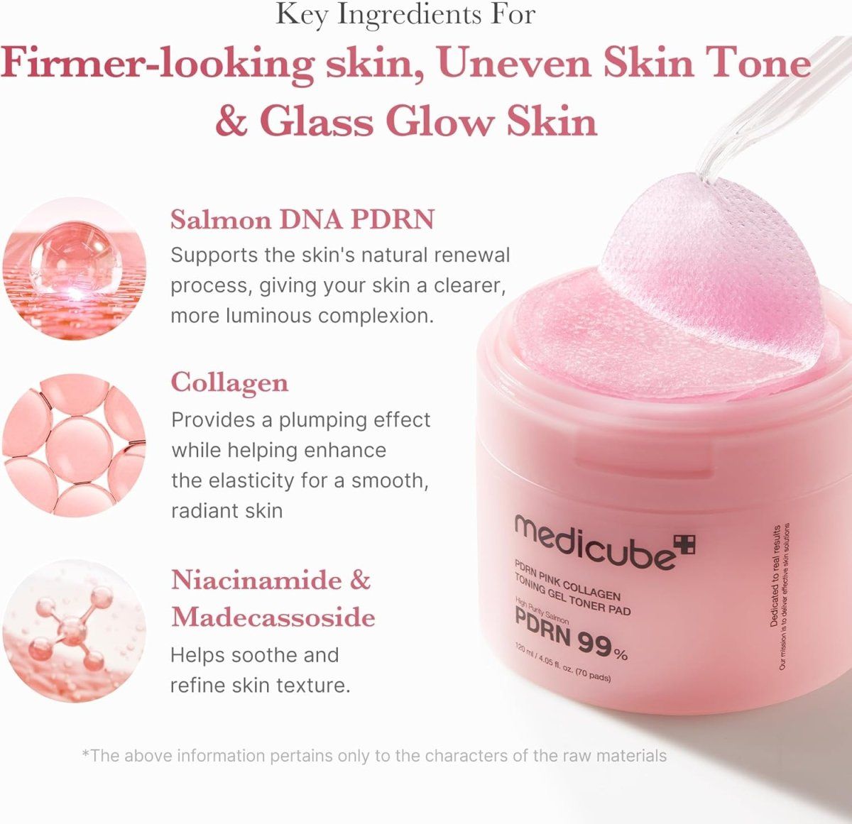 Medicube PDRN Pink Collagen Toning Gel Toner Pad 120ml / 70pads Lakinza K-beauty