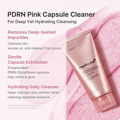 Medicube PDRN Pink Glutathione Capsule Cleansing Foam 120g | Lakinza K - beauty Canada