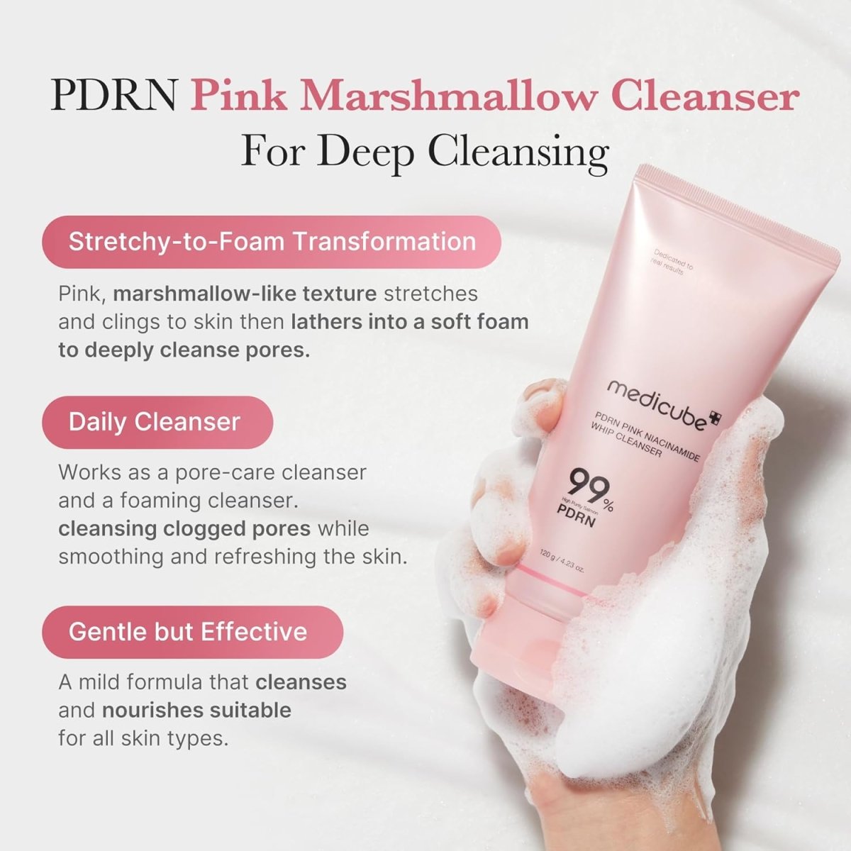 Medicube PDRN Pink Niacinamide Whip Cleanser 120g | Lakinza K - beauty Canada