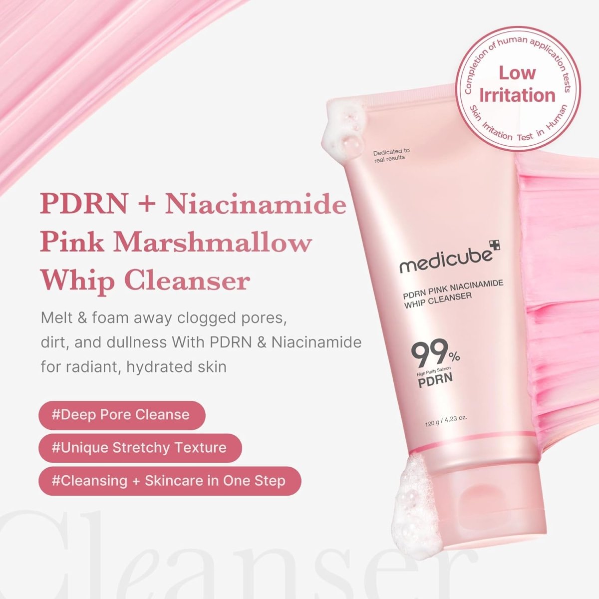 Medicube PDRN Pink Niacinamide Whip Cleanser 120g | Lakinza K - beauty Canada
