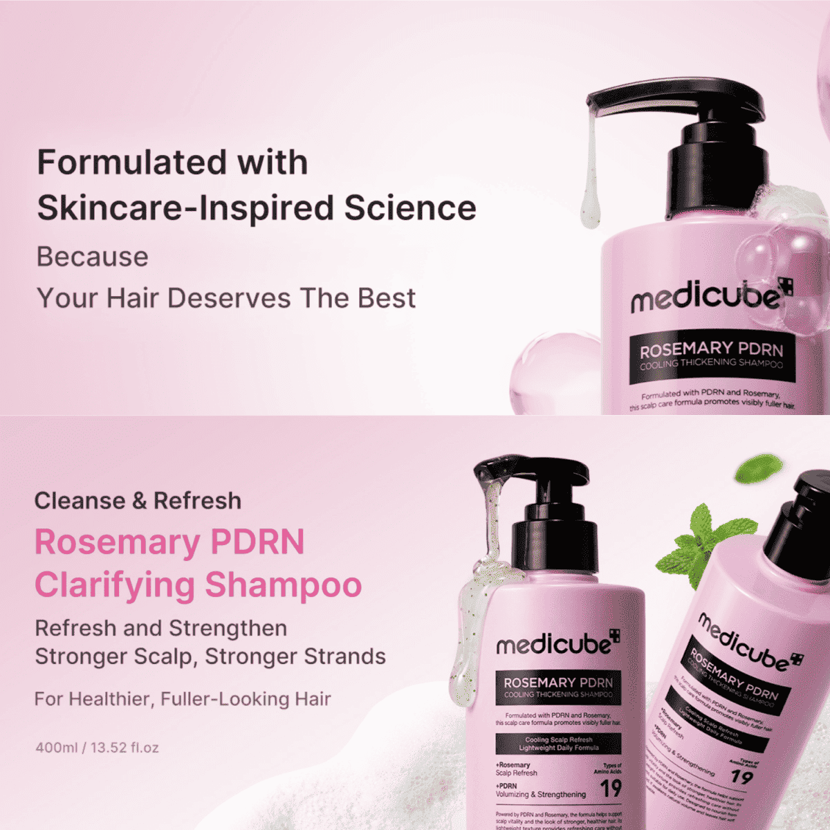 Medicube Rosemary PDRN Cooling Thickening Shampoo 400ml Lakinza K-beauty