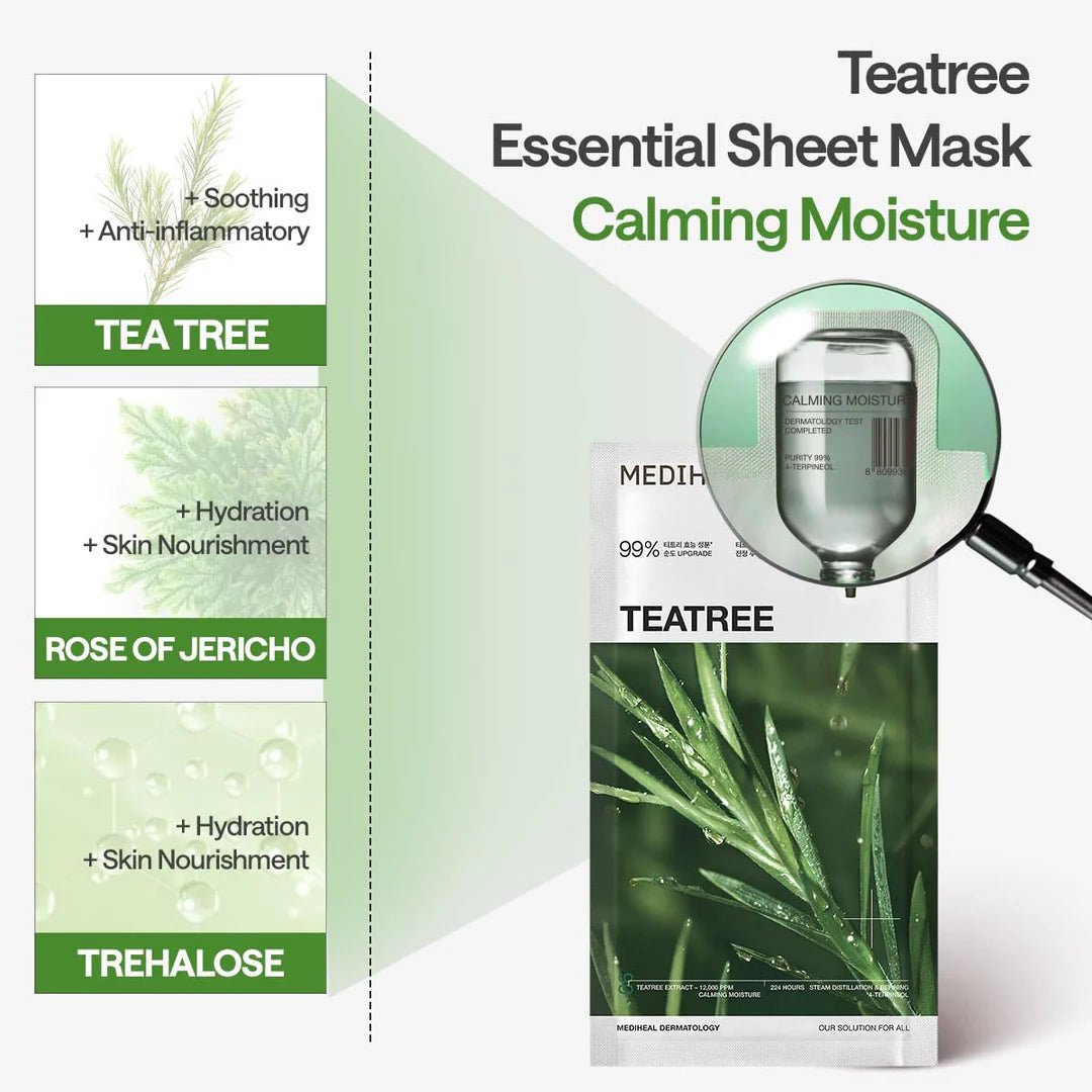 Mediheal Teatree Essential Mask Calming Moisture 24ml | Lakinza K - beauty Canada