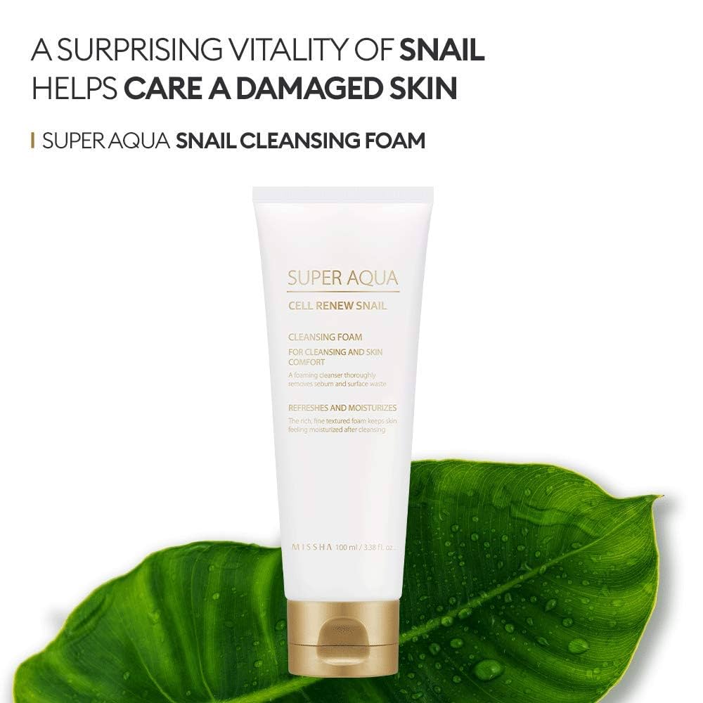 MISSHA Super Aqua Snail Cleansing Foam 100ml Lakinza K-beauty