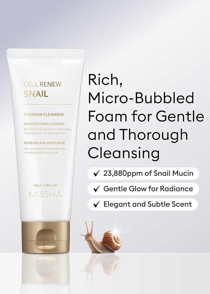 MISSHA Super Aqua Snail Cleansing Foam 100ml Lakinza K-beauty