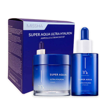 MISSHA Super Aqua Ultra Hyalron Ampoule & Cream Duo Set For Dry Skin