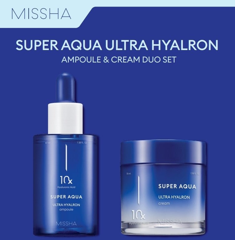 MISSHA Super Aqua Ultra Hyalron Ampoule & Cream Duo Set Lakinza K-beauty