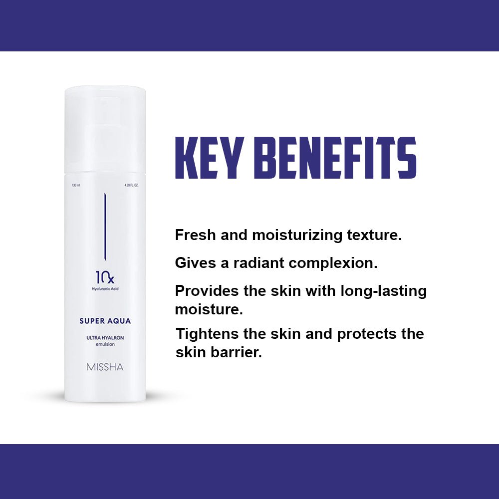 MISSHA Super Aqua Ultra Hyalron Emulsion 10X 130ml Lakinza K-beauty