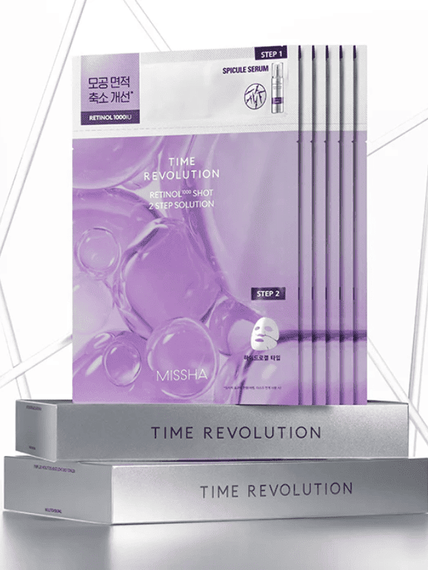 MISSHA Time Revolution Retinol 1000 Shot 2 Step Solution Mask Lakinza K-beauty