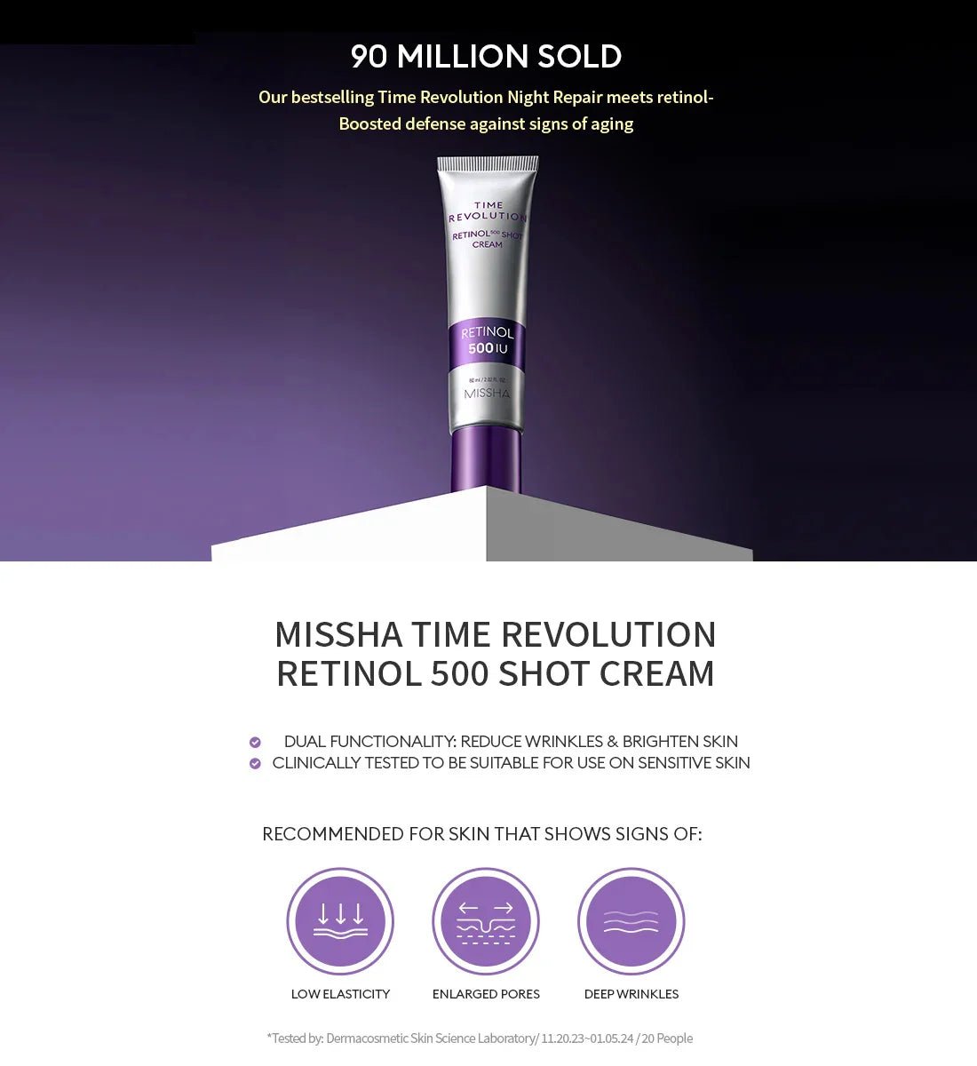 MISSHA Time Revolution Retinol 500 Shot Cream 60ml | Lakinza K - beauty Canada