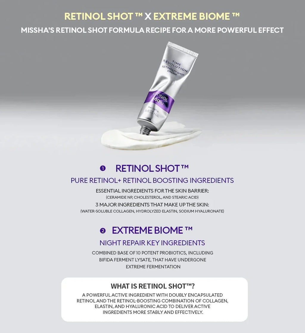 MISSHA Time Revolution Retinol 500 Shot Cream 60ml | Lakinza K - beauty Canada