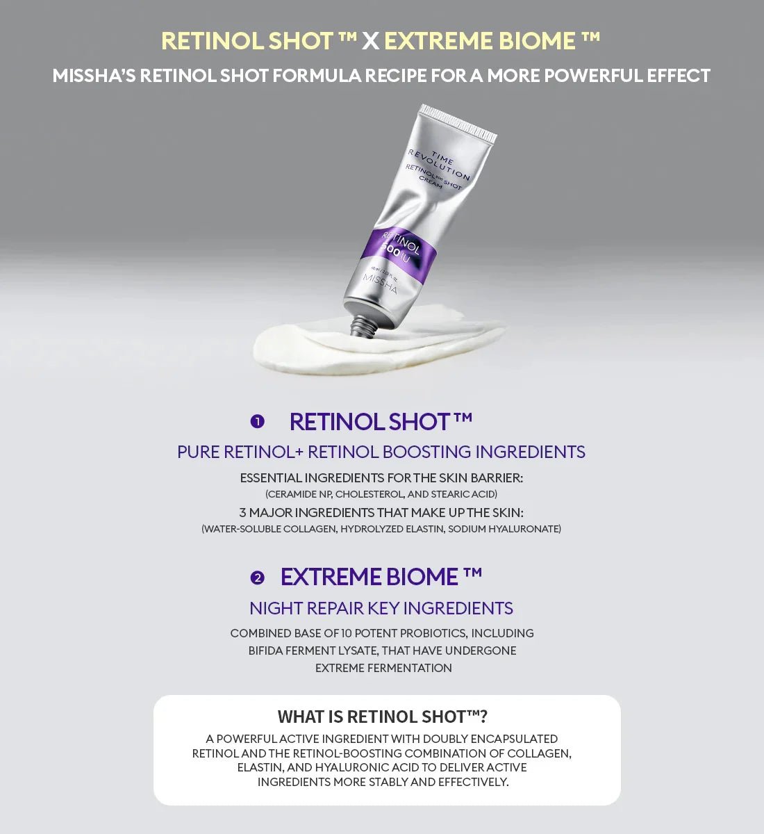 MISSHA Time Revolution Retinol 500 Shot Cream 60ml | Lakinza K - beauty Canada