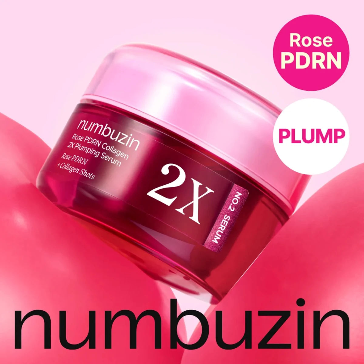 Numbuzin No.2 Rose PDRN Collagen 2X Plumping Serum 30ml Lakinza K-beauty