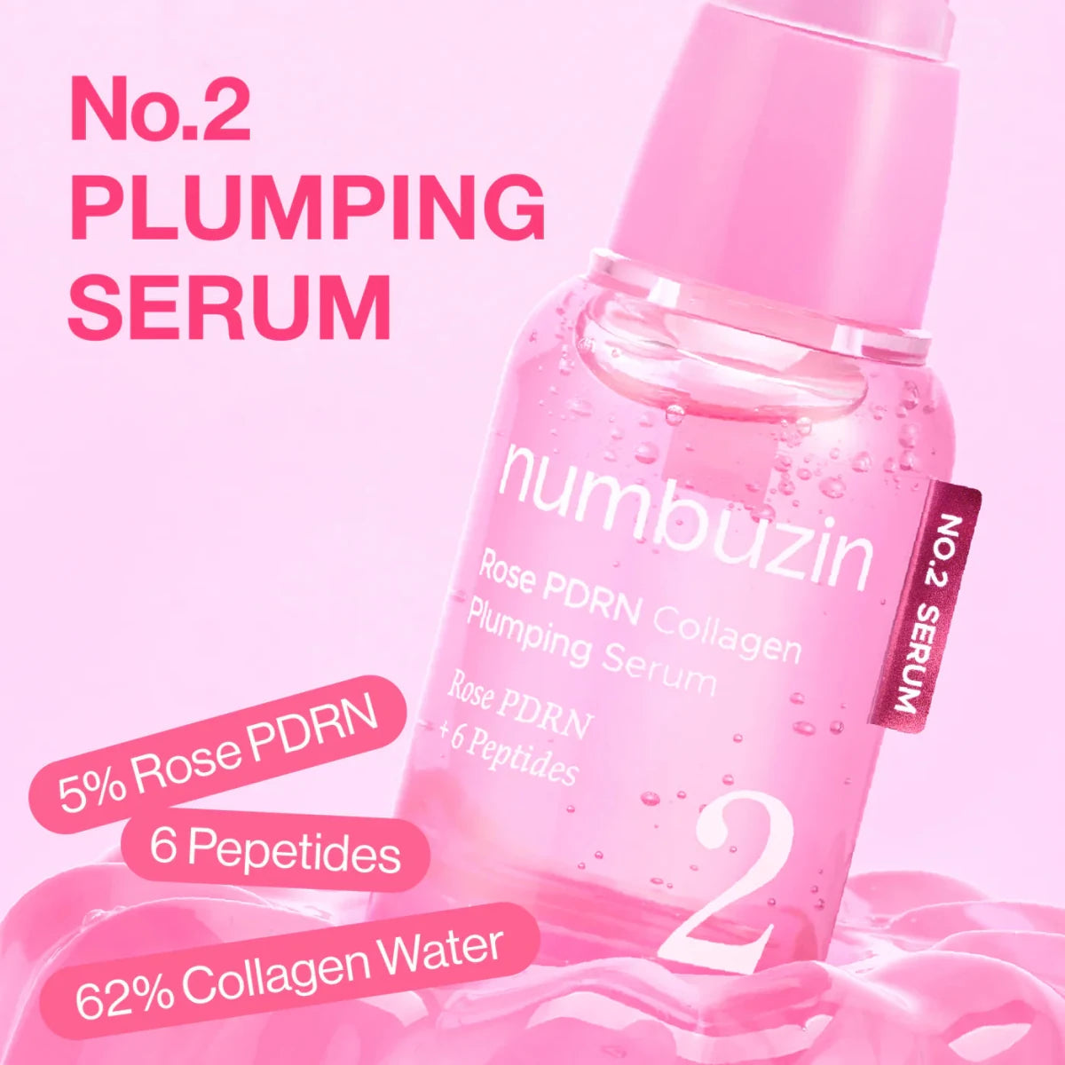 Numbuzin No.2 Rose PDRN Collagen Plumping Serum 30ml Lakinza K-beauty