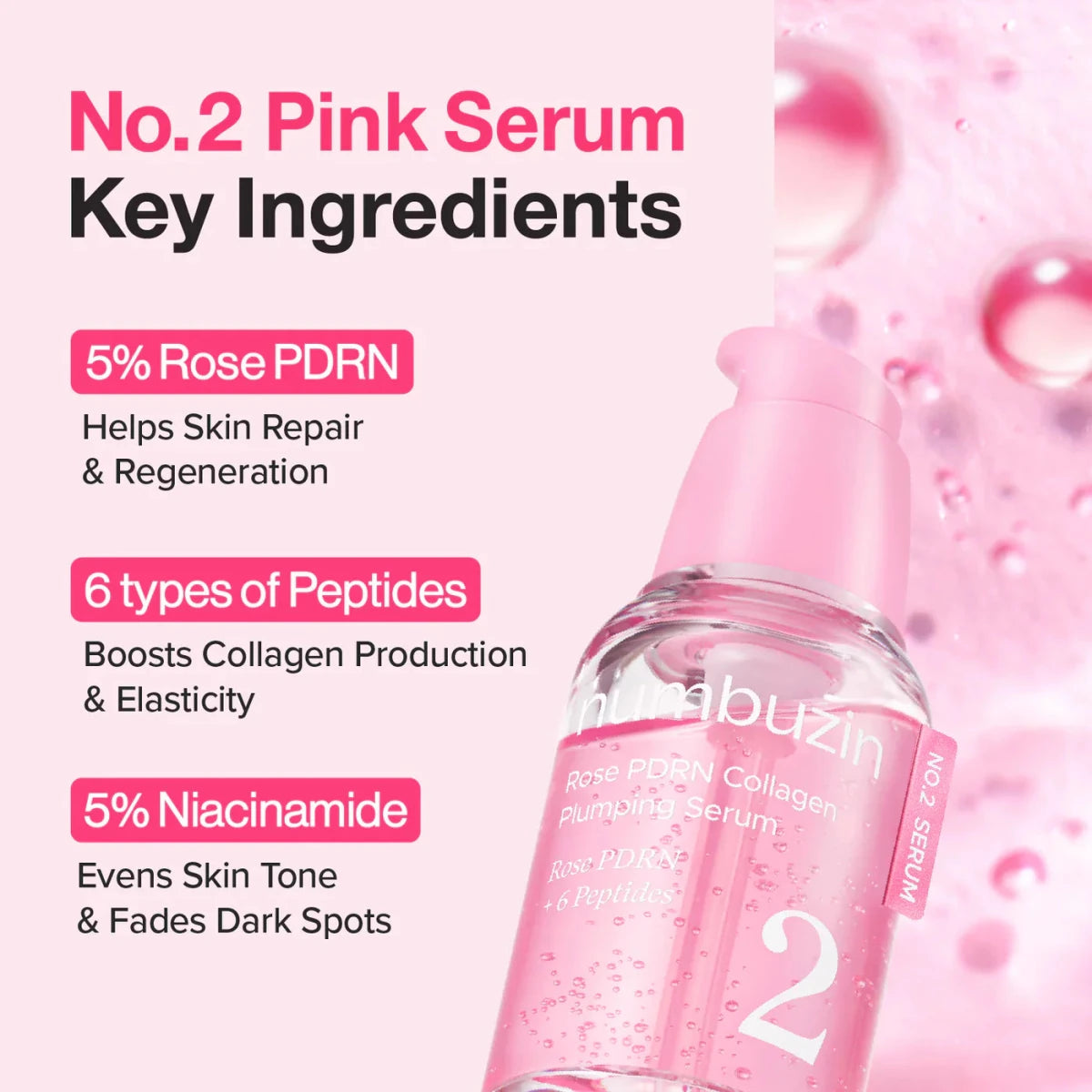 Numbuzin No.2 Rose PDRN Collagen Plumping Serum 30ml | Lakinza K - beauty Canada