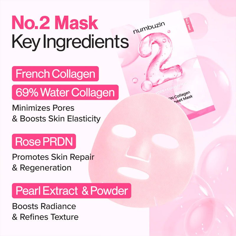 numbuzin No.2 Rose PDRN Collagen Plumping Sheet Mask 33ml | Lakinza K - beauty Canada