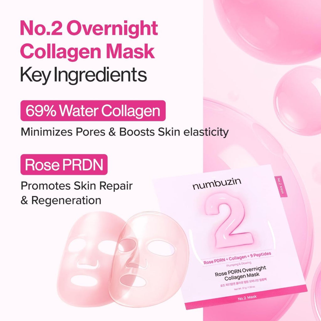 Numbuzin No.2 Rose PDRN Overnight Collagen Mask 37ml | Lakinza K - beauty Canada
