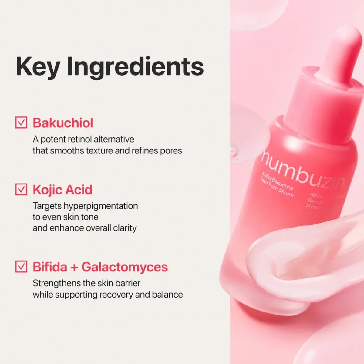 Numbuzin No.3 Bifida Bakuchiol Zero Pore Serum 30ml Lakinza K-beauty