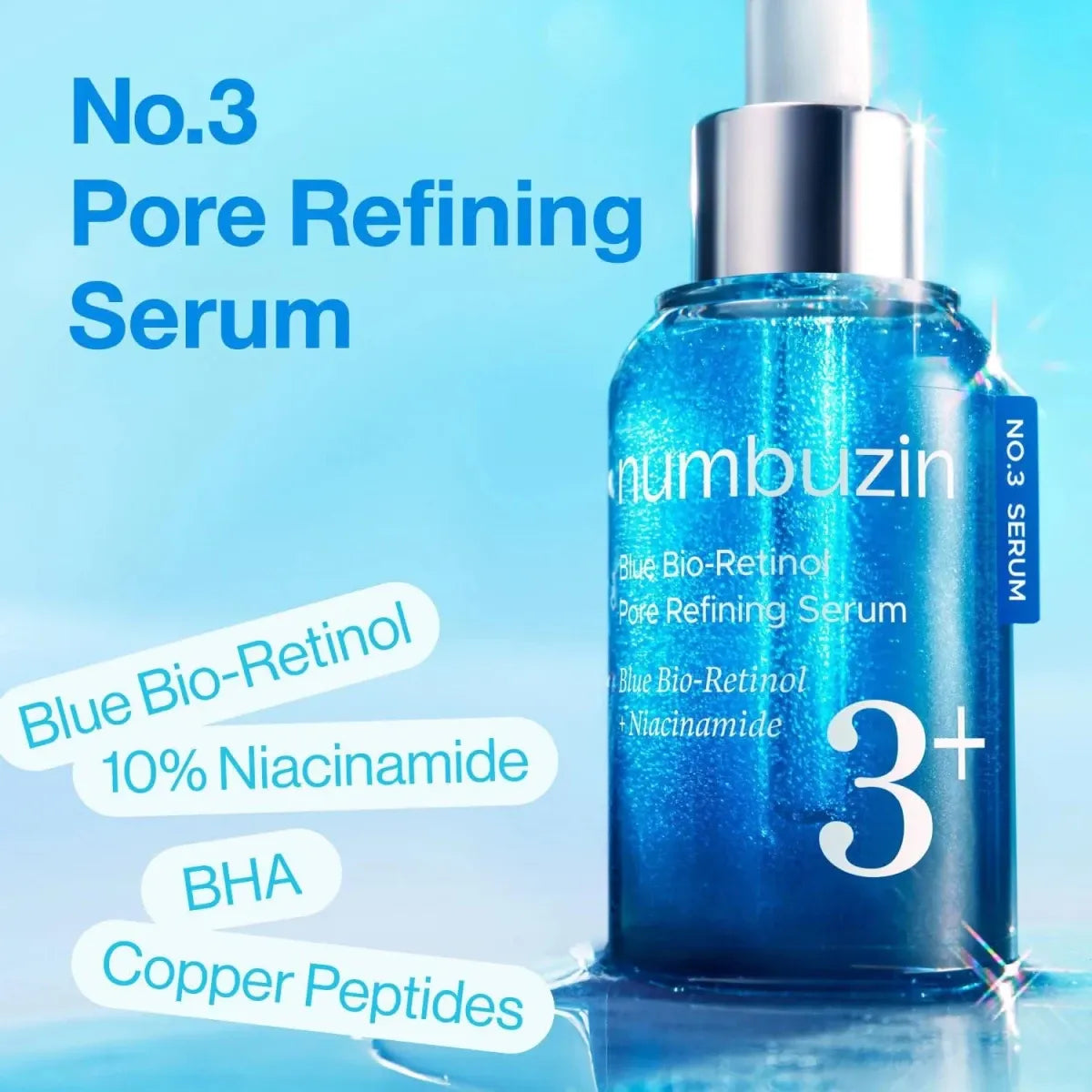 Numbuzin No.3 Blue Bio-Retinol Pore Refining Serum 30ml Lakinza K-beauty
