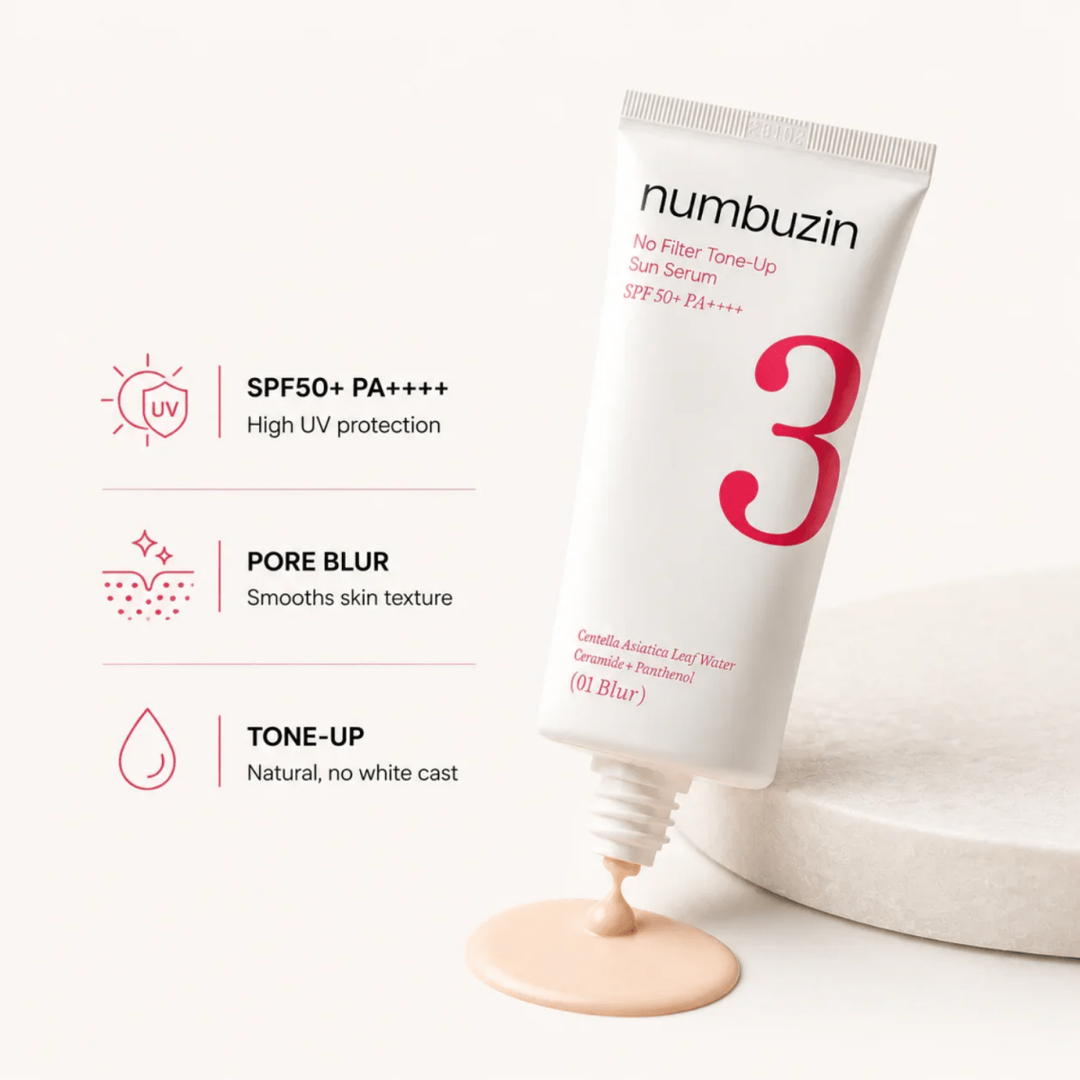 numbuzin No.3 No Filter Tone-Up Serum - 01. Blur Lakinza K-beauty