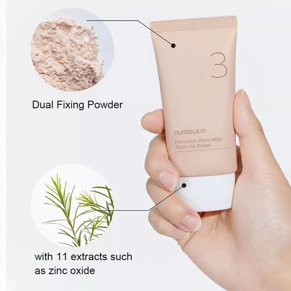 Numbuzin No.3 Porcelain Base - Skip Tone Up Beige 50ml | Lakinza K - beauty Canada