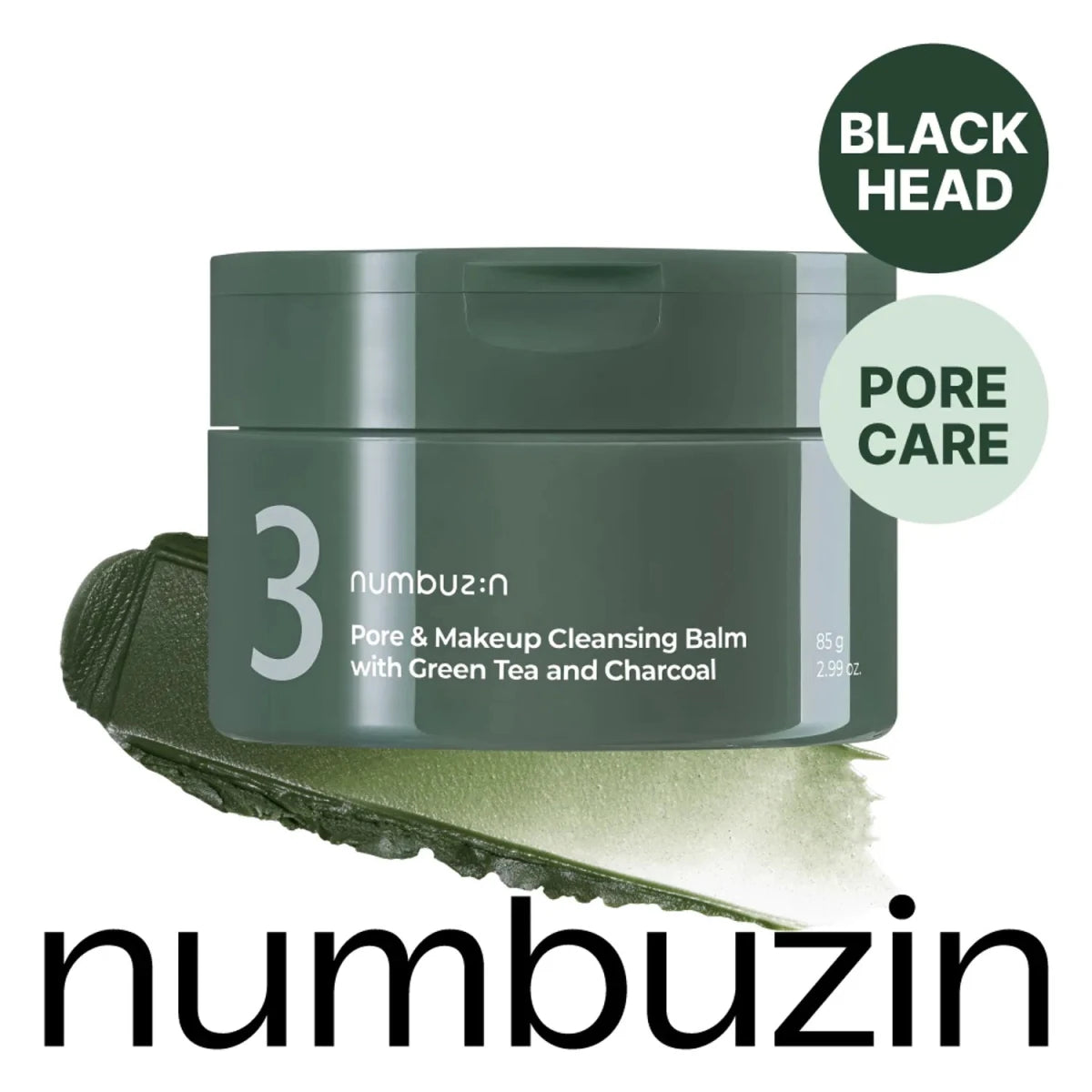 Numbuzin No.3 Pore & Makeup Cleansing Balm with Green Tea and Charcoal 85g Lakinza K-beauty