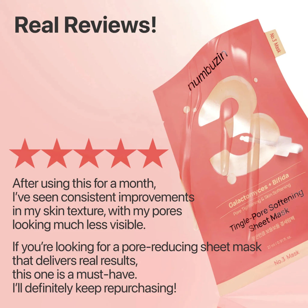 Numbuzin No.3 Tingle - Pore Softening Sheet Mask 27ml | Lakinza K - beauty Canada