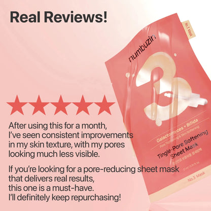 Numbuzin No.3 Tingle - Pore Softening Sheet Mask 27ml | Lakinza K - beauty Canada