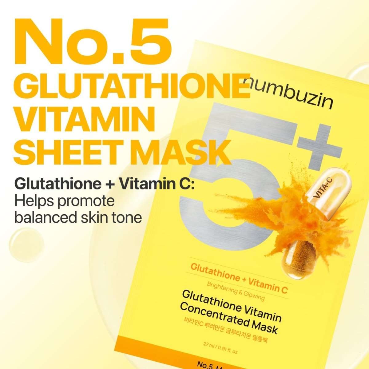 Numbuzin No.5 Vitamin Spotlight Sheet Mask-1PC Lakinza K-beauty