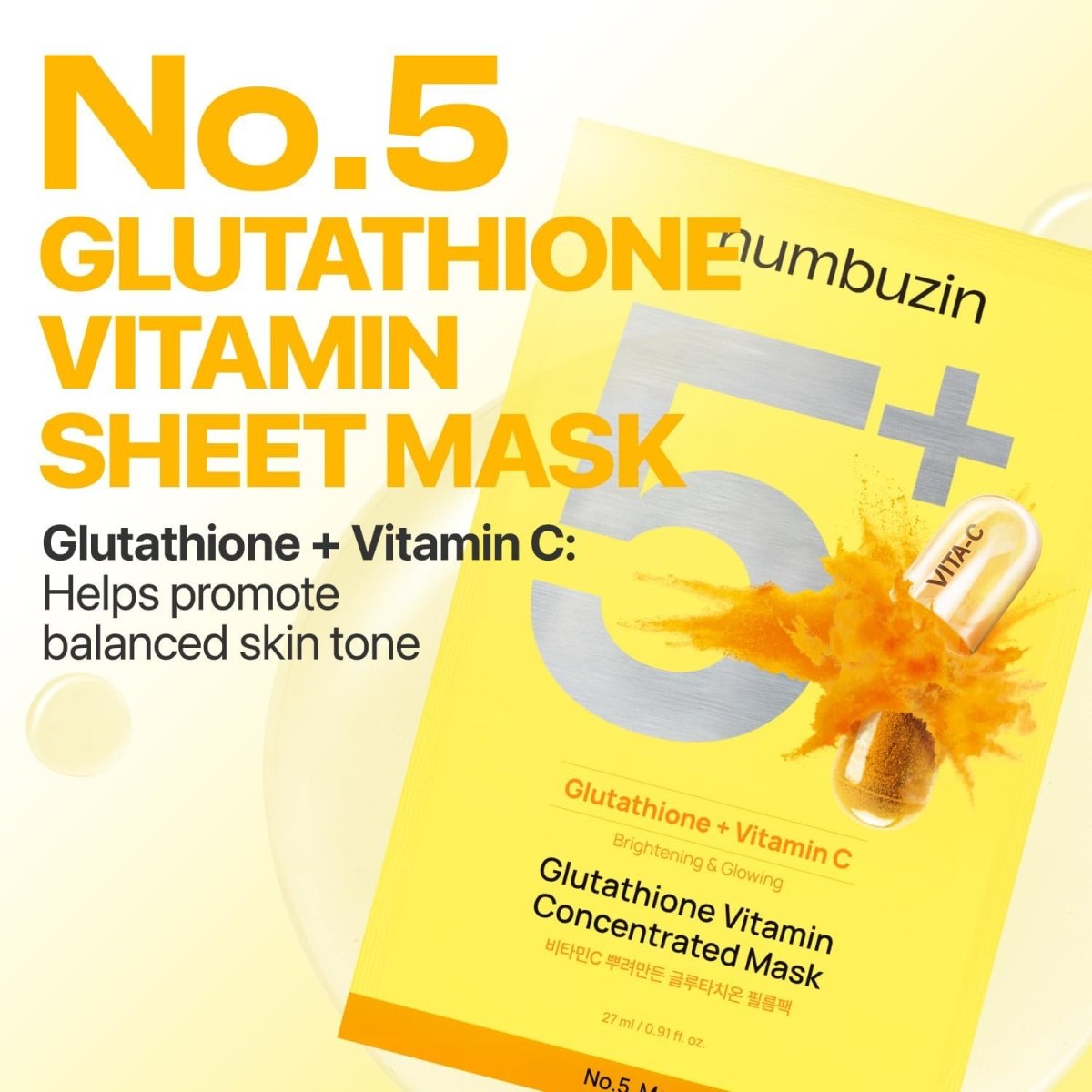 Numbuzin No.5 Vitamin Spotlight Sheet Mask - 1PC | Lakinza K - beauty Canada