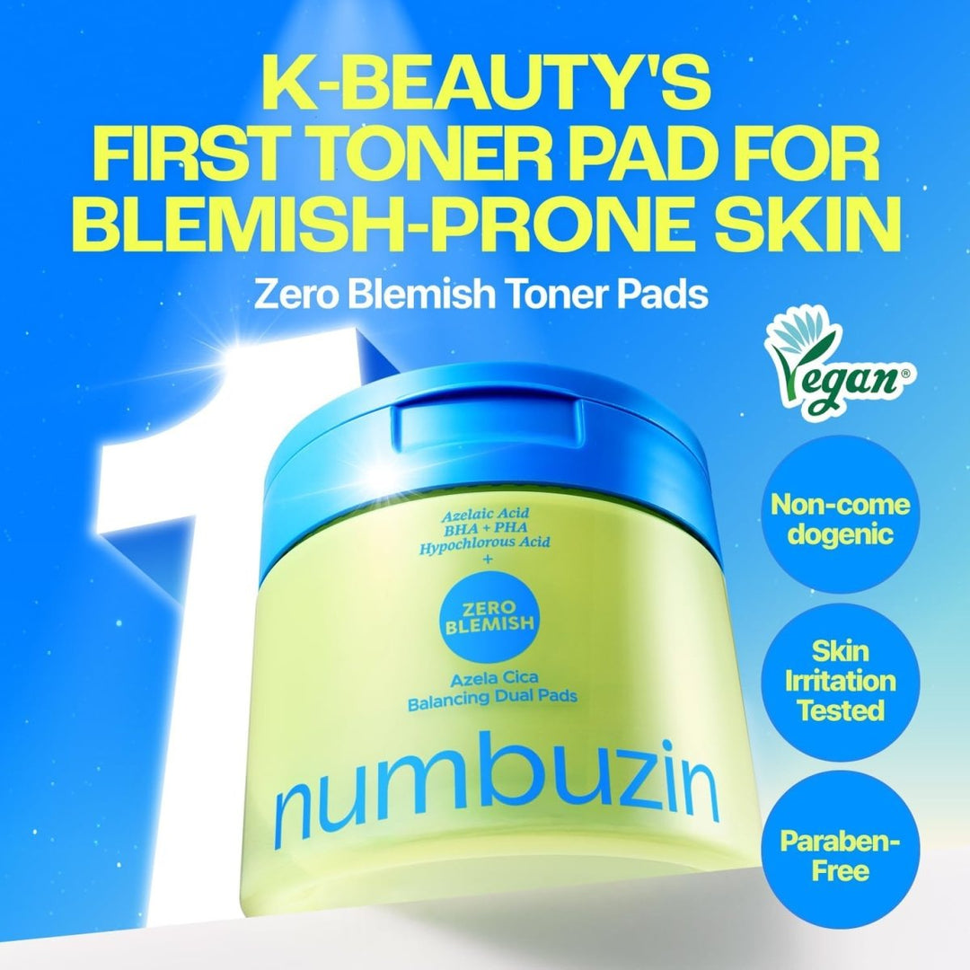 Numbuzin Zero Blemish Azela Cica Balancing Dual Pads 210ml / 60pads Lakinza K-beauty