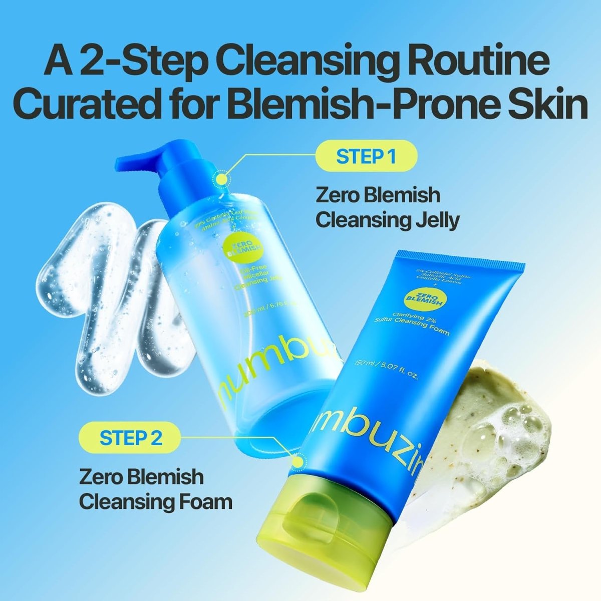 Numbuzin Zero Blemish Clarifying 2% Sulfur Cleansing Foam 150ml Lakinza K-beauty