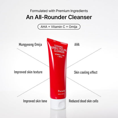 Parnell AHA Omija Ceramic Bubble Peeling Cleanser 180ml | Lakinza K - beauty Canada