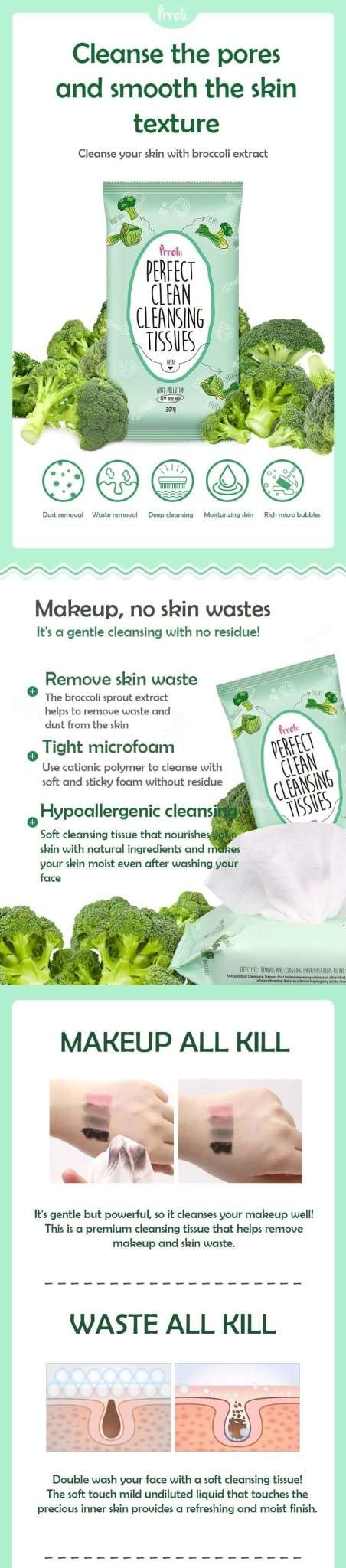 PRRETI Perfect Clean Daily Cleansing Tissues 30pcs Lakinza K-beauty