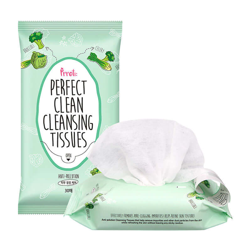 PRRETI Perfect Clean Daily Cleansing Tissues 30pcs Lakinza K-beauty