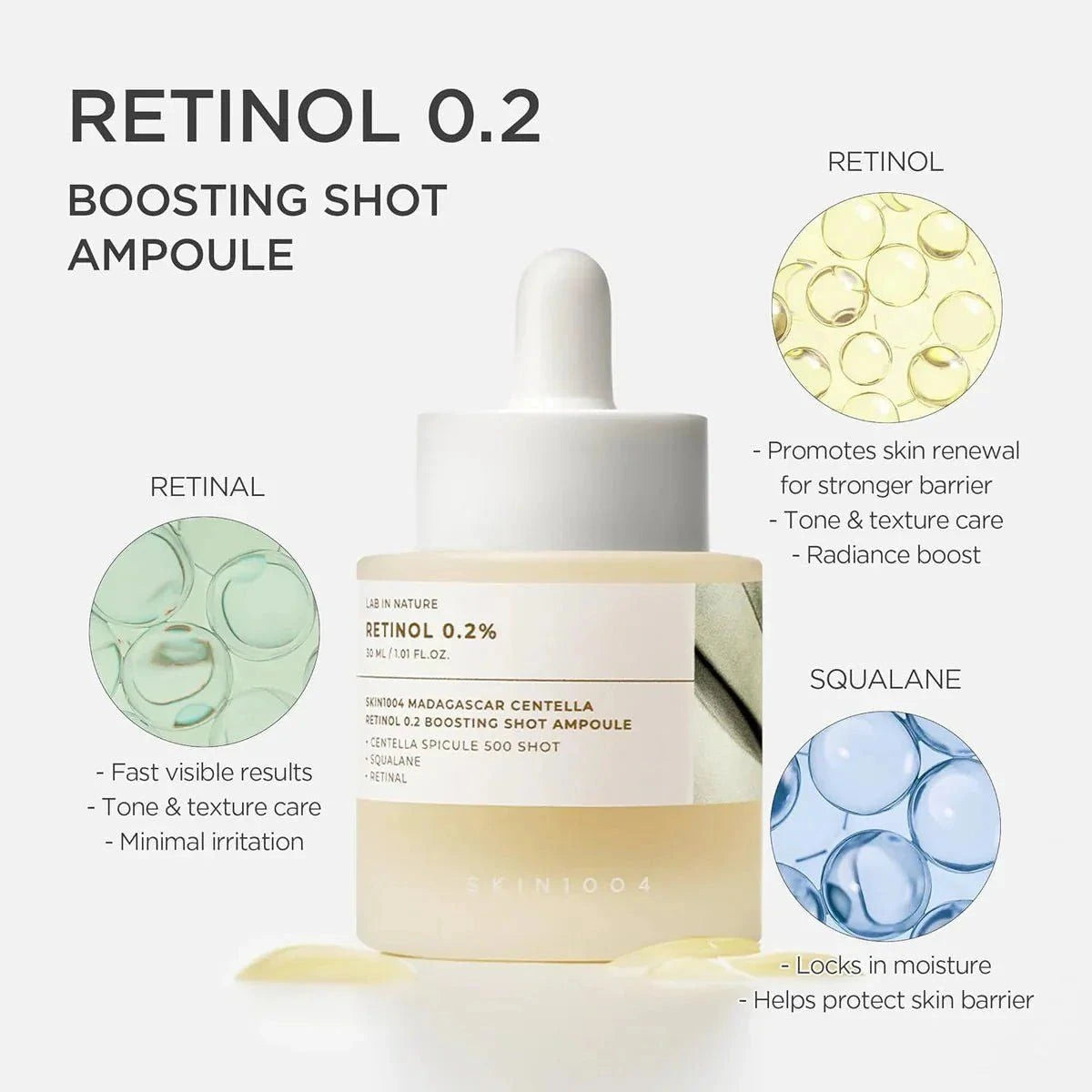 SKIN1004 Madagascar Centella Retinol 0.2 Boosting Shot Ampoule 30ml Lakinza K-beauty