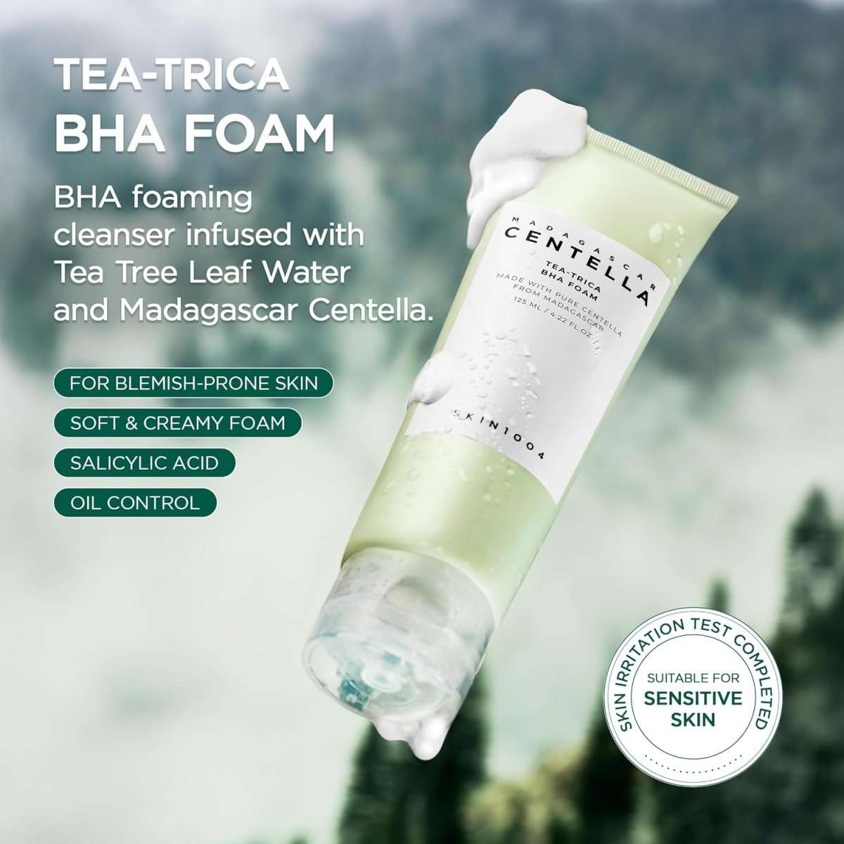 SKIN1004 Madagascar Centella Tea-Trica BHA Foam 125ml Lakinza K-beauty