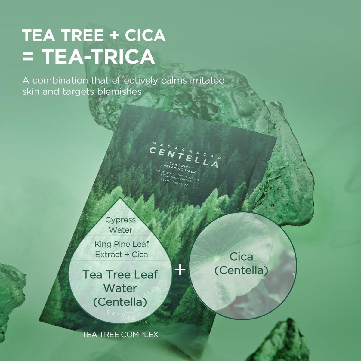 SKIN1004 Madagascar Centella Tea-Trica Relaxing Mask 24ml - 5 Masks Lakinza K-beauty