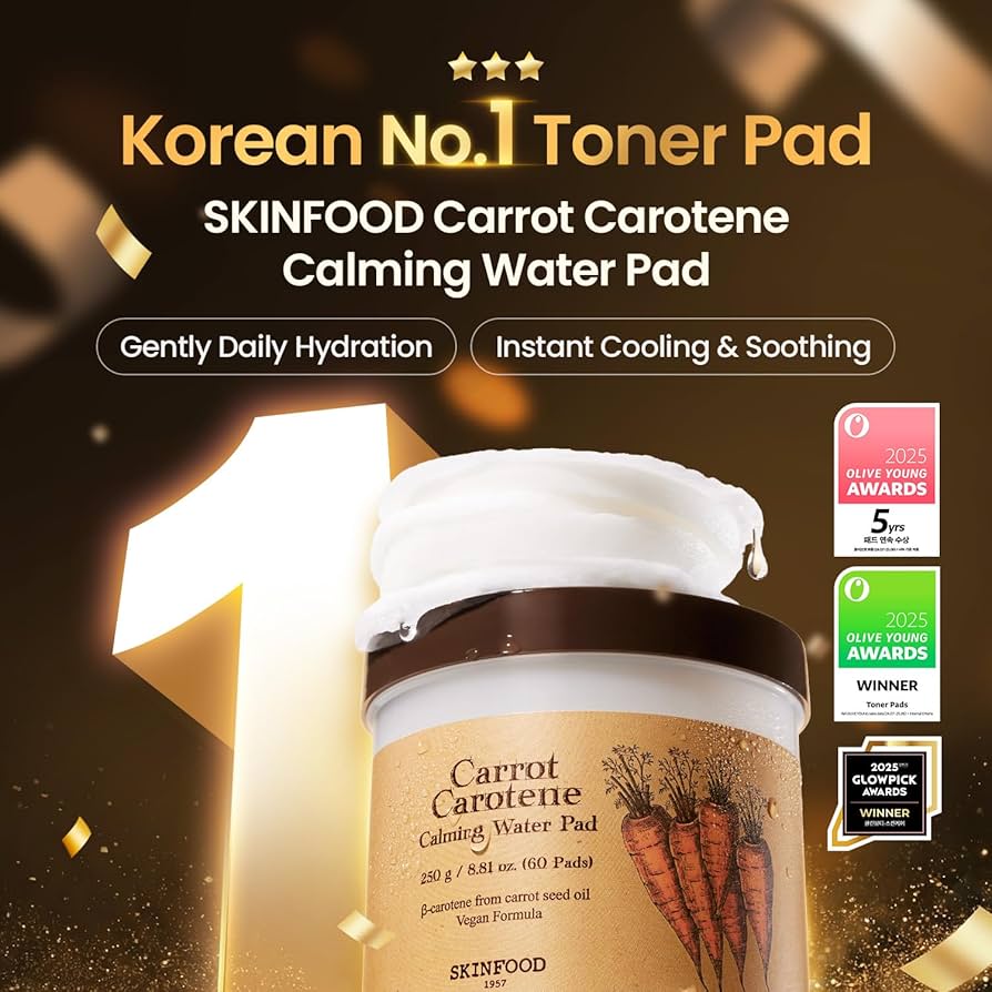 SKINFOOD Carrot Carotene Calming Water Pad 250ml / 60pads Lakinza K-beauty