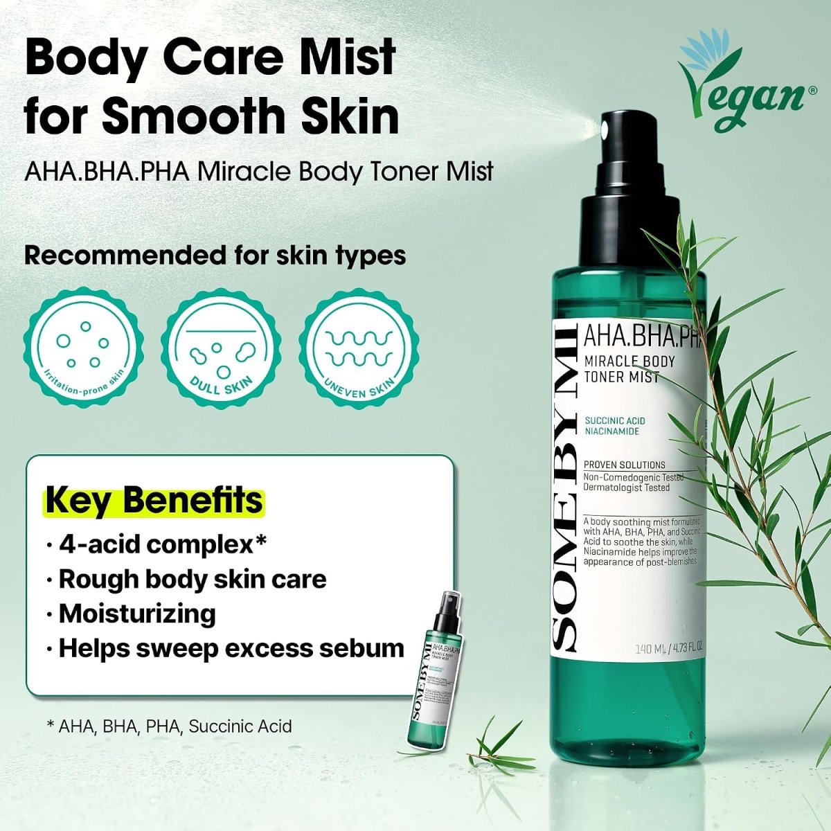 SOME BY MI AHA BHA PHA Miracle Body Toner Mist 140ml Lakinza K-beauty