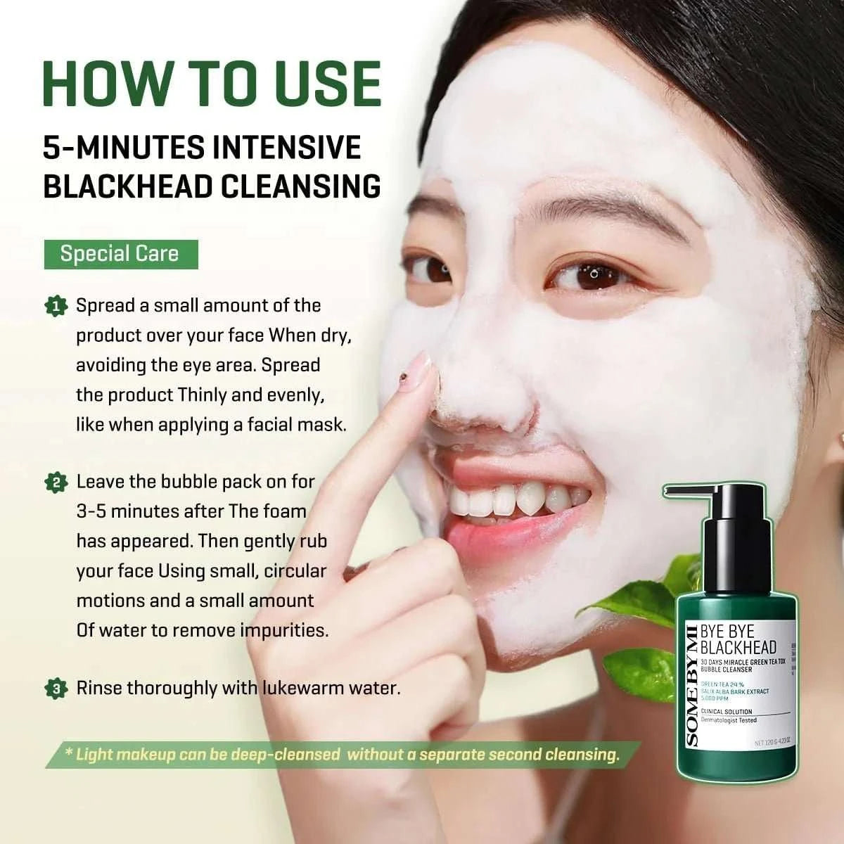 SOME BY MI Bye Bye Blackhead 30 Days Miracle Green Tea Tox Bubble Cleanser 120g Lakinza K-beauty