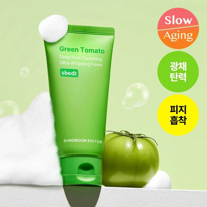Sungboon Editor Green Tomato Deep Pore Cleansing Ultra Whipping Foam 120g | Lakinza K - beauty Canada