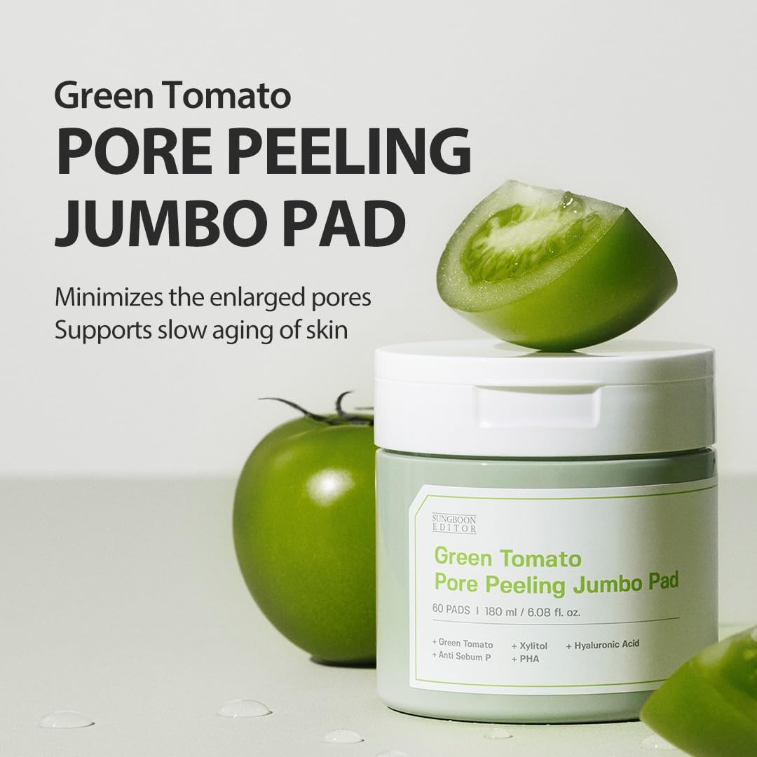 Sungboon Editor Green Tomato Pore Peeling Jumbo Pad 180ml / 60pads Lakinza K-beauty