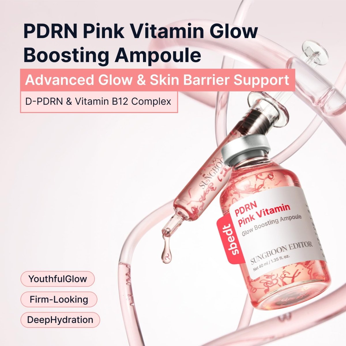 Sungboon Editor PDRN Pink Vitamin Glow Boosting Ampoule 40ml Lakinza K-beauty