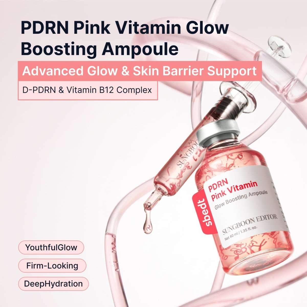 Sungboon Editor PDRN Pink Vitamin Glow Boosting Ampoule 40ml Lakinza K-beauty