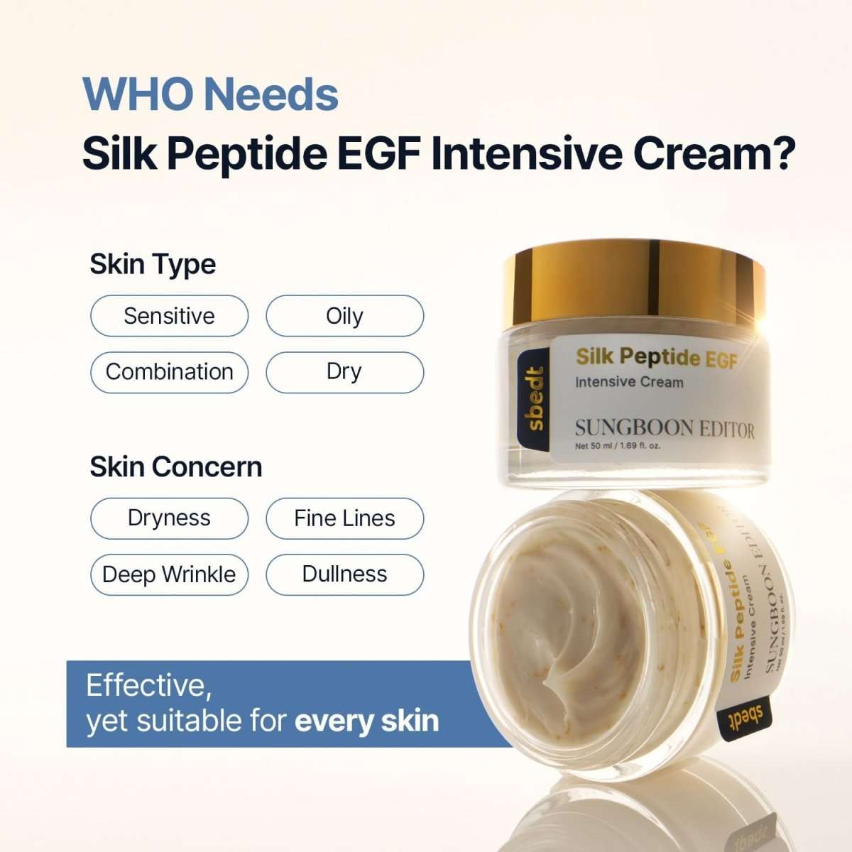 Sungboon Editor Silk Peptide EGF Intensive Cream 50ml Lakinza K-beauty