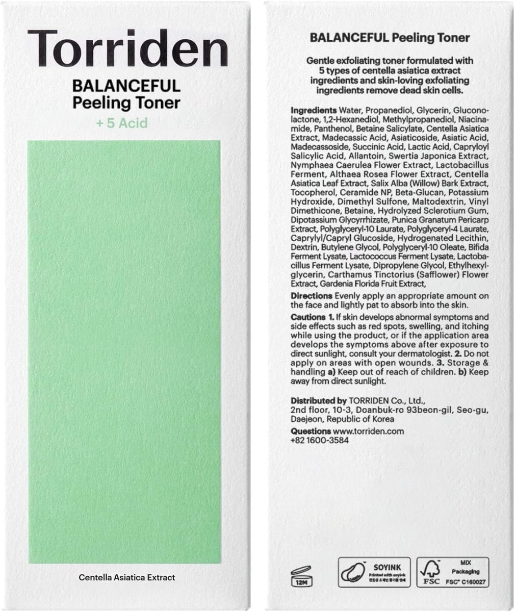 Torriden Balanceful Cica Peeling Toner 250ml | Lakinza K - beauty Canada