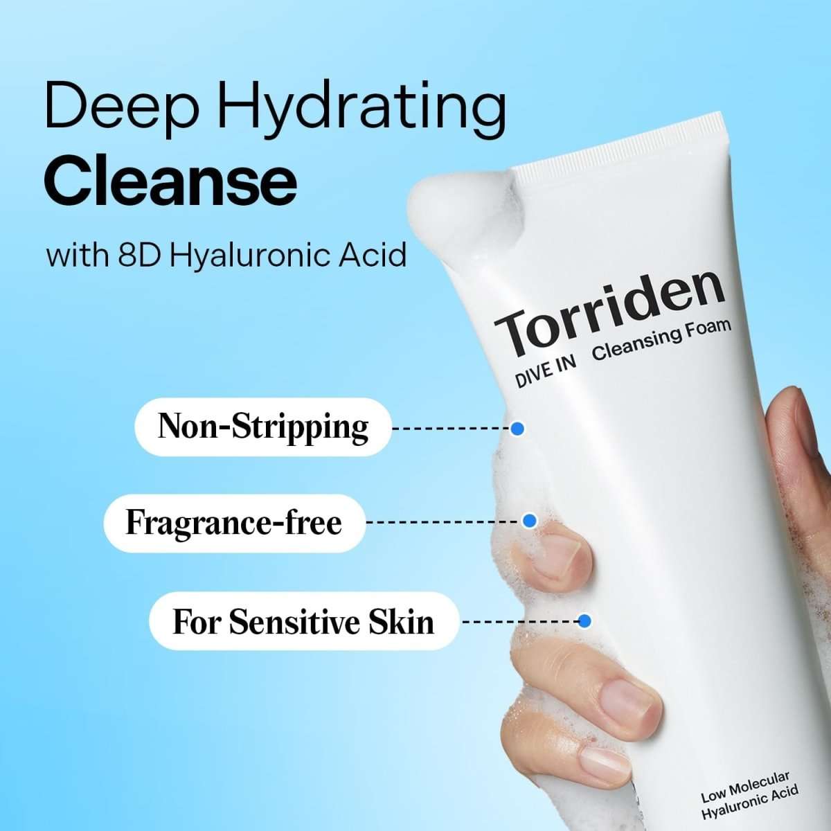 Torriden Dive-In Low Molecular Hyaluronic Acid Cleansing Foam 150ml Lakinza K-beauty