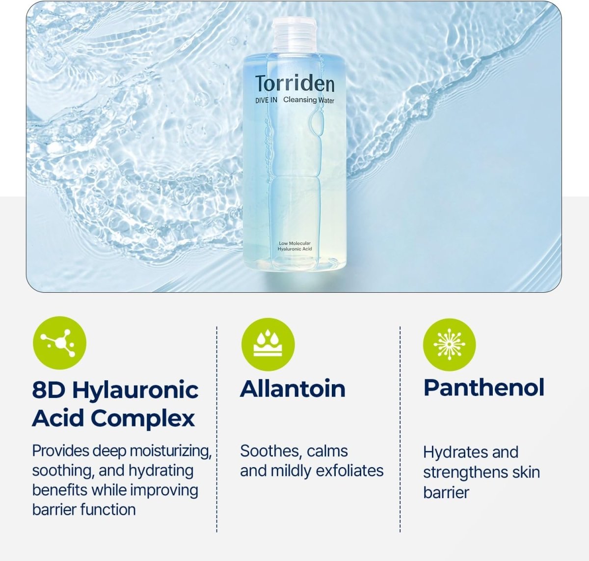 Torriden Dive - In Low Molecular Hyaluronic Acid Cleansing Water 400ml | Lakinza K - beauty Canada